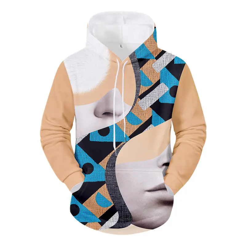 Cross-border Autumn and Winter New Men's Sweater Pullover Technology 3D Digital Printing Pocket Personalized Hoodie Men