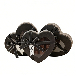 Factory Direct Customizable Eco-Friendly Handmade High-End Black <b>Heart</b>-<b>shaped</b> Gift <b>Box</b> Window Ribbon Romantic Chocolate - Product Image 2
