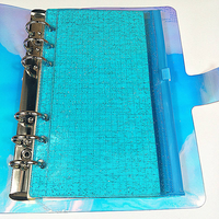 Carpeta A6 de PVC con Brillo, 6 Anillas, Cierre Elástico y Bolsa con Cremallera para Documentos Escolares