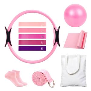 ชุดเริ่มต้นพิลาทิสแบบเป็นมิตรกับสิ่งแวดล้อมสำหรับการออกกำลังกายโยคะ พิมพ์โลโก้ตามสั่ง วงแหวนพิลาทิส ลูกบอลขนาดเล็ก ผ้ารัดกล้ามเนื้อสำหรับบริหารสะโพก - Product Image 1