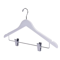 Cintres en bois blanc de qualité supérieure avec pinces métalliques réglables pour chemises, pantalons, costumes, placards et présentoirs de vente au détail