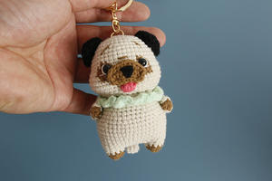 Porte-clés en crochet doux fait à la main, chien corgi, pékinois, poupée animale, forme 3D, porte-clés de dessin animé, charme amusant, chiot - Product Image 2