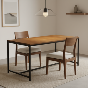 Solid Mango Wood Dining <b>Table</b> 55.1x27.6x29.5 Inches Rectangular Modern Design Metal <b>Legs</b> Home Furniture - Product Image 2