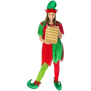 Sombrero <span class=keywords><strong>de</strong></span> elfo <span class=keywords><strong>de</strong></span> Navidad <span class=keywords><strong>de</strong></span> fieltro con cascabeles a juego verde rojo zapatos <span class=keywords><strong>de</strong></span> punta rizada conjunto no Tejido estilo payaso carnaval <span class=keywords><strong>disfraz</strong></span> familia - Product Image 2