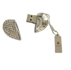 Gioielli in metallo a forma di cuore diamante USB Flash drive unici gadget memorias regalo creativo pendrive 32gb all'ingrosso chiavetta usb
