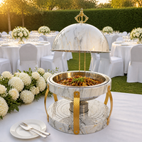 GOLDEN KEY Réchaud de buffet en acier inoxydable, finition grain de bois, marbre blanc, argent, noir, chauffe-plats commercial, compatible avec le chauffage au combustible, pour mariage