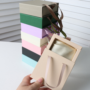 Caja de Joyería Tipo Cajón Deslizante con Logotipo Personalizado al por Mayor con Asa de Cinta y Bolsa de Regalo <span class=keywords><strong>para</strong></span> Empaque de Collares y Anillos - Product Image 2