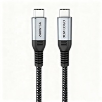 Câble de charge rapide USB C 240W 5A Type C Chargeur Kabel Logo personnalisé Type-C USB-C vers USBC Ladekabe Nylon tressé 1m 2m 3m 5m