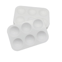 Palettes rectangulaires en plastique blanc à 6 grilles pour peinture d'art Plat de mélange de peinture à la gouache avec plaque épaissie