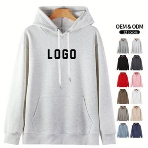 เสื้อฮู้ดดี้สั่งทำขายส่ง ผ้าโพลีเอสเตอร์ผสมคอตตอนเนื้อหนา เสื้อฮู้ดดี้ผู้ชายแบบเรียบง่าย ไซส์ใหญ่ สตรีทแวร์ เสื้อฮู้ดดี้และเสื้อสเวตเชิ้ตผู้ชาย - Product Image 1