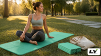 Tapis de yoga pliable en TPE 183x61x0.6cm 6mm, tapis d'exercice épais antidérapant pour le yoga, la remise en forme, la maison, la salle de sport, les voyages