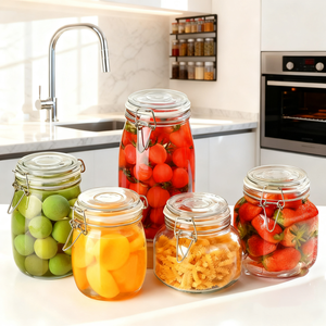 Frasco de Vidrio para Almacenamiento de Alimentos al por Mayor, Botella de Vidrio Sellada para Remojar Vino, Frasco de Vidrio para Almacenamiento de Dulces y Alimentos con Tapa de Clip para Productos <span class=keywords><strong>Ieka</strong></span> - Product Image 2