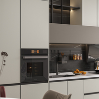 CASALANDER Armoire de rangement murale design de cuisine moderne Ensemble de placards de cuisine modulaires en bois et verre acrylique prêt à assembler