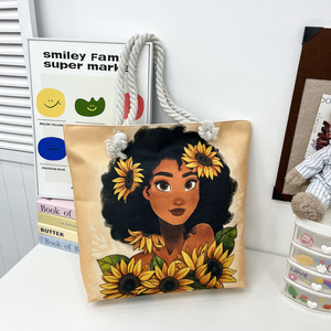 Tas Tote besar untuk pelajar, tas belanja desain lucu ringan modis dengan kantung penutup ritsleting - Product Image 2