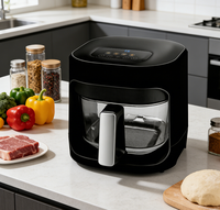 Vente en gros 360 °   Friteuse à air View Glass, non toxique, sans PFAS, cuisson à plat, visualisation, commande tactile intelligente, portable, certifiée CE ETL GS