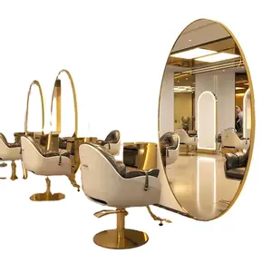 China salon barber decor wall mounted used metal stainless steel frame lighted Led mirror in hot sales in China