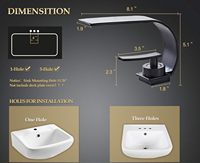 Keran Air Terjun Model C Berbahan Kuningan dengan Satu Lubang untuk Wastafel, Air Panas dan Dingin, Model Moon Faucet, untuk Kamar Mandi dan Toilet, dengan Katup Keramik