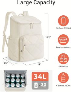 Cooler Backpack 30 Cans Lightweight <b>Insulated</b> Backpack Cooler Leak-Proof for Men and Women - Product Image 4