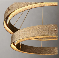 Lustre moderne en laiton massif à 2 niveaux, surface texturée, luminaires suspendus circulaires, luminaire suspendu pour salon, villa, hall d'entrée
