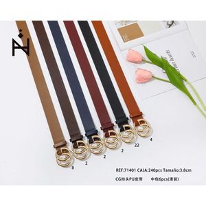 Cintura in pelle PU con fibbia CG da 3,8 cm, cintura alla moda per donna e uomo - Product Image 2