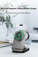Chargeur sans fil magnétique 3 en 1 15W pliable avec support de boîtier en métal pour téléphones Apple 16