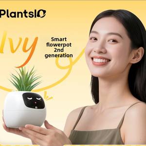 Pot <span class=keywords><strong>de</strong></span> fleurs intelligent transfrontalier à arrosage automatique, réservoir d'eau intelligent, contrôle par application, rechargeable par USB, design en résine plastique, électrique - Product Image 2