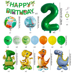 Ensemble de ballons sur le thème des dinosaures de la jungle, ballon chiffre en Mylar en forme de dinosaure debout pour garçons de <span class=keywords><strong>1</strong></span>, 2, 3 ans, toile de fond pour photos d'<span class=keywords><strong>anniversaire</strong></span> - Product Image 2