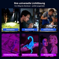 Linterna LED Recargable con Función de Detección UV, Ajuste de Zoom, Rendimiento Estable y Adecuada para Uso Diario