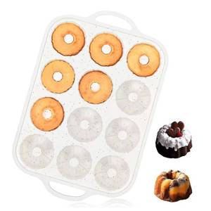 MUYULINS Factory Beige 12-Cup LFGB Non-Stick BPA Free Metal Reinforced Frame Silicone Tart <b>Cake</b> Pan Muffin <b>Tin</b> Baking Mold - Product Image 1