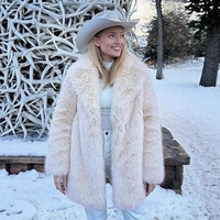 Manteau d'hiver en fausse fourrure pour femme, manches longues, couleur unie blanche, chaud, élégant, décontracté, veste d'extérieur