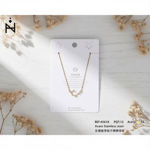 Collana con ciondolo zodiacale Cancro in acciaio inossidabile con zirconi cubici, gioielli raffinati - Product Image 3