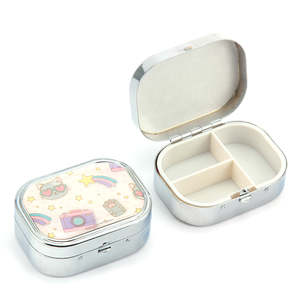 <b>Cute</b> Cartoon Metal <b>Pill</b> <b>Box</b> Organizer 3 Compartment Portable Travel Medication Case Eco Friendly Pocket Medicine Vitamin Storage - Product Image 4
