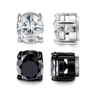 Clip de oreja magnético de moda de Venta caliente con pendientes de tuerca chapados en oro de circón para hombres y mujeres joyería magnética