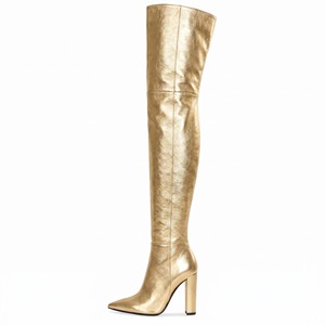 Bottines longues en cuir pour femmes, talons blocs d'hiver, <span class=keywords><strong>bottes</strong></span> cuissardes faites à la main, <span class=keywords><strong>bottes</strong></span> noires à talons hauts en gros à Chengdu - Product Image 5