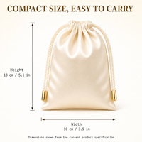 Pochette en satin 10x13cm avec cordon tressé et embout doré, sac cadeau pour cosmétiques et bijoux, sacs de voyage pour cosmétiques en gros