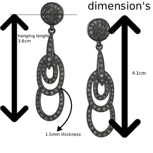 Boucles d'oreilles en diamant plaqué or noir – Boucles d'oreilles élégantes et scintillantes pour femmes et filles, bijoux de luxe pour les fêtes et le quotidien - Product Image 4