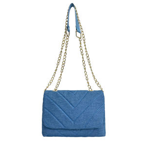 2023新款绣花<span class=keywords><strong>v</strong></span>格韩版牛仔布蓝色时尚单肩包复古时尚斜挎包 - Product Image 1