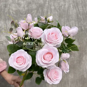 DKB 2024 สินค้าขายดีดอกไม้ประดิษฐ์ดอกไม้ผ้าไหมช่อของขวัญวันวาเลนไทน์ดอกกุหลาบนิรันดร์