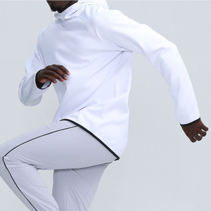 Felpa con Cappuccio Personalizzata da <span class=keywords><strong>Uomo</strong></span> per Allenamento Outdoor, Tinta Unita, Manica Lunga con Spalla Scoperta, Autunno/Inverno, per Fitness - Product Image 2