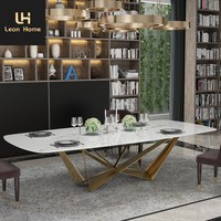 Nouvelle table à manger en marbre avec finition plaquée or