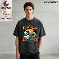 T-shirt en coton délavé oversize avec imprimé citation « Stick Figure » sur le thème du surf, style streetwear rétro décontracté, vente en gros depuis l'entrepôt américain