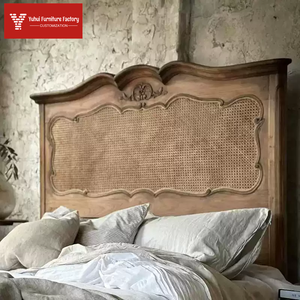 <span class=keywords><strong>Letto</strong></span> <span class=keywords><strong>Matrimoniale</strong></span> in Legno Massello Stile Retrò <span class=keywords><strong>Francese</strong></span> con Intagli in Rattan, Design Antico per Villa e B&B - Product Image 2