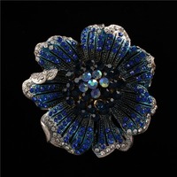 Bros Pin Bunga Mawar Kristal Penuh Klasik Vintage Mewah Berkilau untuk Wanita, Dekorasi Butik, Pesta, dan Acara Resmi