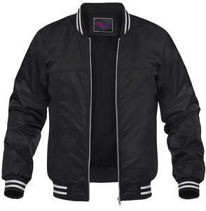 Nouveau design vert noir bleu uni hommes grande taille manteau letterman blouson aviateur en satin léger avec col rayé pour hommes - Product Image 5