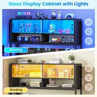 Bureau d'ordinateur pour bureau à domicile avec 2 tiroirs avec éclairage LED Étagères de rangement et assemblages d'étagères de rangement