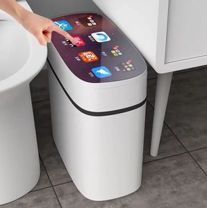 Cubo de Basura Inteligente Automático para Inodoro Doméstico con Luz, Cesto Eléctrico con Tapa para Papel, Contenedor de Papel Higiénico Integrado - Product Image 1