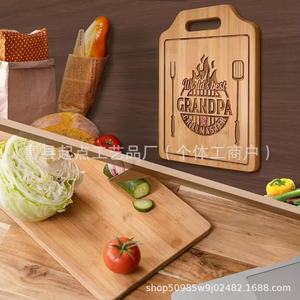 Tabla de cortar de madera rectangular con grabado 'Grandpa Grill Master', plato de cocina para carne - Product Image 2