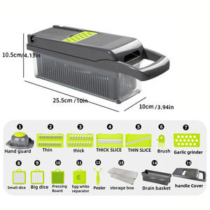 Mandoline à légumes 16-en-1 : Coupe-légumes, Presse-ail, Hachoir à légumes, Râpe à salade - Product Image 6