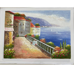 لوحات زيتية يدوية الصنع عالية الجودة على قماش الحديقة إنجلترا مشهد قرية ساحلية ألوان مائية مطبوعة تدعم قاعدة ورقية - Product Image 2