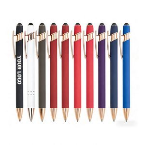 Wholesale Golden Rose Stylus Ball Soft Touch Rubber <b>Pen</b> With Customized Logo Printing Promo Business Gift Ballpoint <b>Pens</b> - Product Image 1